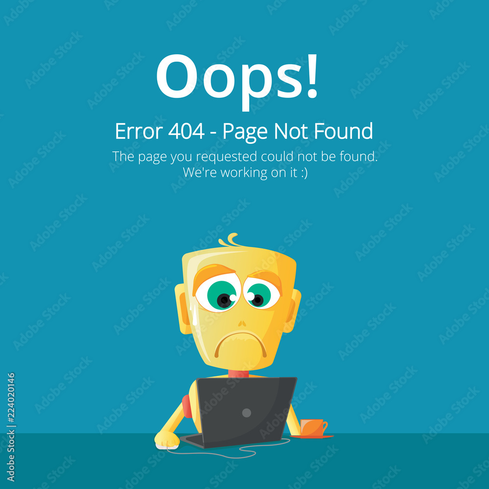 Poster Error 404 page layout vector design. Website 404 page creative concept. The page you requested could not be found. Oops 404 error page. 
