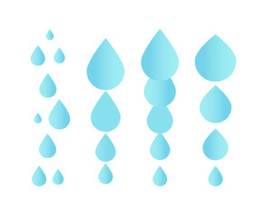 Falling water icon. Clean droplet logo template. Simple flat sign. Blue abstract symbol. Isolated vector illustration on white background.