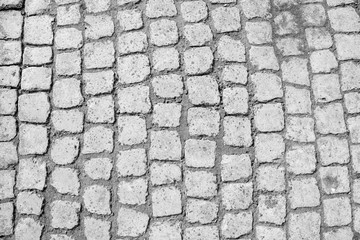 Road of blocks of stone of square shape