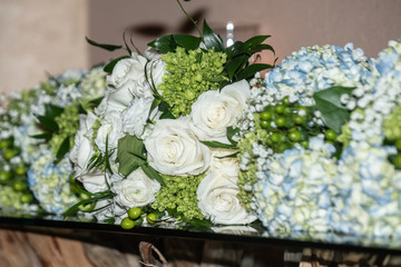 White and Blue Hydrangea Bridal Bouquets
