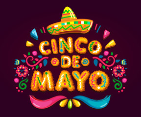 Cinco de Mayo vector illustration color emblem