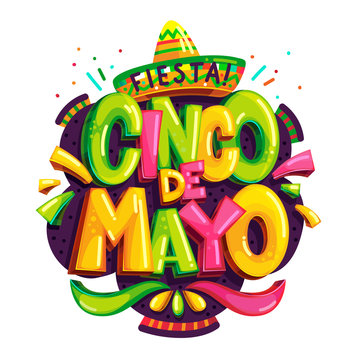 Fiesta Cinco De Mayo Vector Color Logo On White Background