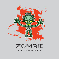 Zombie woman - vector cartoon character. Cute graphic illustration of unusual nightmare girl - funny icon, original concept of Halloween.