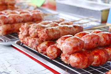grilled sausages at street food