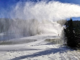 Snow making in the beginning of ski season