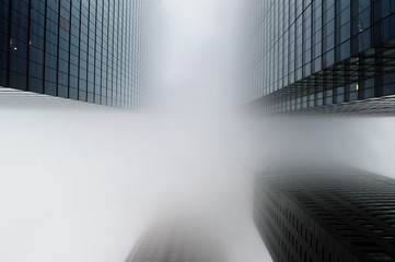 scyscrapers in the fog