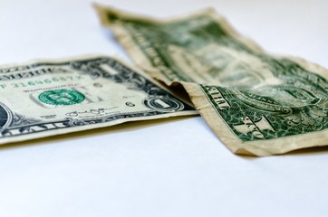 One dollar. Two dollars on a white background