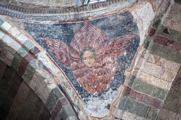 Monastery of Panagia Ekatontapiliani with fresco of Hexapterygon on Paros Island, Cyclades, Greece