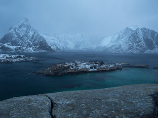 Norway, Lofoten overview of Reine