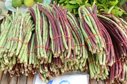 Long beans at the market  