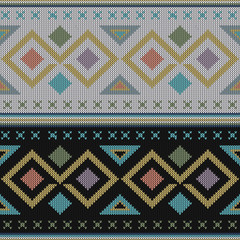 Geometric abstract knitted pattern. Abstract ethnic seamless pattern. Design for sweater, scarf, comforter or clothes texture.