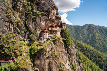 View of Taktsang Monastery or The Tiger's Nest Monastery in Paro Bhutan