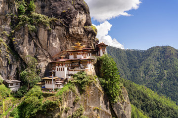 View of Taktsang Monastery or The Tiger's Nest Monastery in Paro Bhutan