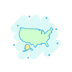 Cartoon colored America map icon in comic style. USA sign illustration pictogram. Country geography splash business concept.