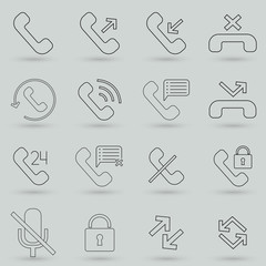 Simple Set of Phone Related Vector Line Icons. Contains such Icons as Global Calls, Missed Calls, Mobile Phone and more.Editable move. 32x32 Pixel Perfect.