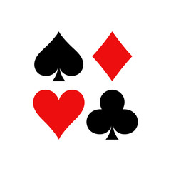 Playing cards vector symbols. Diamonds, spades, clubs and hearts icon set in a square.