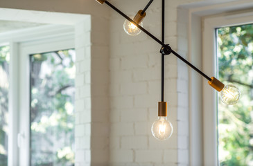 Chandelier and lighting in a modern apartment. Decoration of the apartments. © Aleks Kend