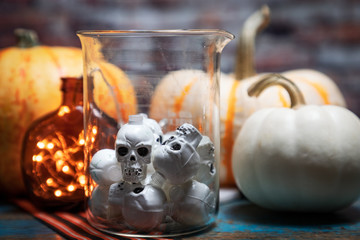 Halloween Decorations Skulls, Pumpkins, Lights