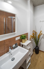 Shower room and bathroom in a modern apartment. Shower room in the studio apartment. © Aleks Kend