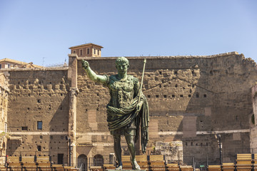 The statue of Emperor Augustus in Rome, Italy