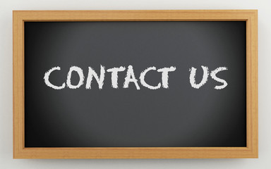 3d chalkboard with contact us  text