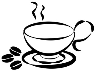珈琲豆とコーヒーカップ