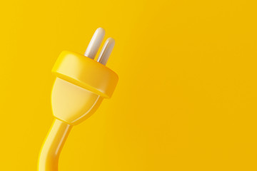 3d Electric plug on yellow background