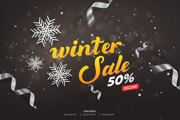 Fototapeta premium Winter Sale 50% Discount Vector Background Illustration