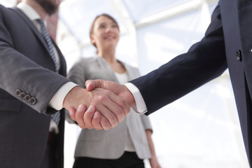 friendly handshake of business people.