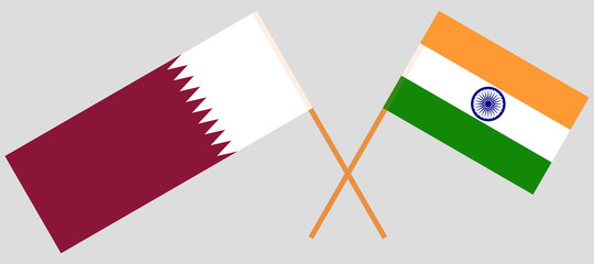 Qatar and India. The Qatari and Indian flags. Official colors. Correct proportion. Vector