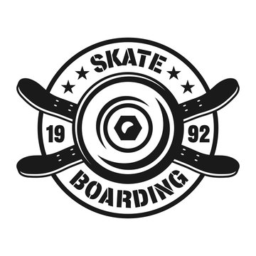 recommend clip art: Skateboarding vector emblem with wheel and decks 