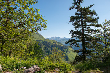 mountain landscape with blue sky and clouds