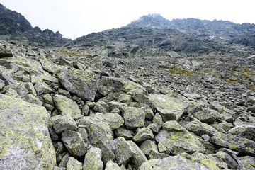 rocky sharp mountain tops in Tatra mountains in Slovakia