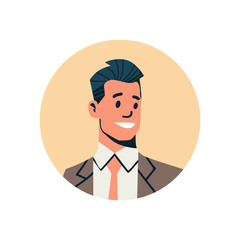 brunette businessman avatar man face profile icon concept online support service male cartoon character portrait isolated flat vector illustration