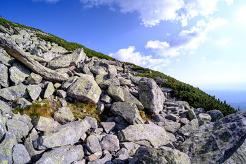 rocky sharp mountain tops in Tatra mountains in Slovakia