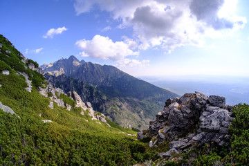 Fototapeta premium rocky sharp mountain tops in Tatra mountains in Slovakia