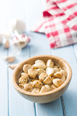Marinated garlic. Pickled garlic.