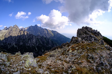 Obraz premium rocky sharp mountain tops in Tatra mountains in Slovakia