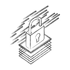 padlock isometric security protection icon