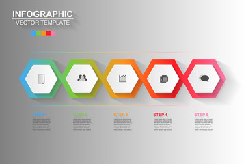 Timeline infographics design vector and marketing icons can be used for workflow layout, diagram, annual report, web design. Business concept with 5 options, steps or processes