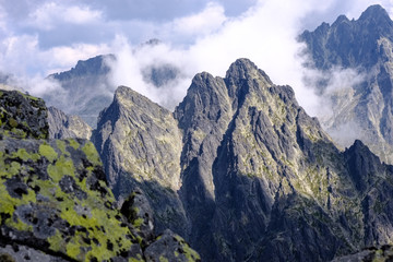 rocky sharp mountain tops in Tatra mountains in Slovakia