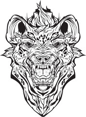 angry hyena. Isolated. Coloring page.
