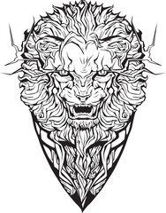 angry lion. Isolated. Coloring page.