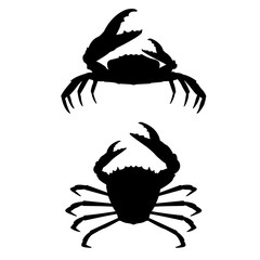 Crab icon, silhouette, logo on white background