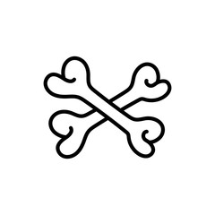 Bones cross doddle icon, Crossed Bones. Cartoon human bones forming a cross. Linear icon on isolated white background, Vector illustration