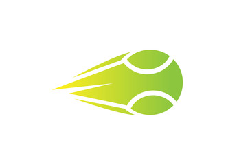 Creative Green Speed tennis Ball Logo Symbol Vector Illustration - obrazy, fototapety, plakaty
