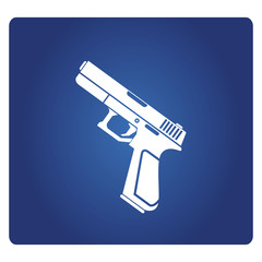 pistol gun icon on blue background