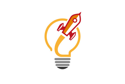 Creative Lamp Rocket Logo Symbol Vector Illustration
