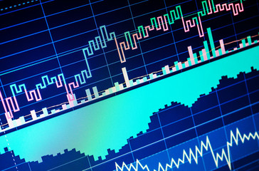 Stock market chart on computer display. Business analysis diagram