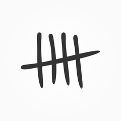 Tally marks drawn by hand. Isolated sketch icon, sign, symbol. - 224040146